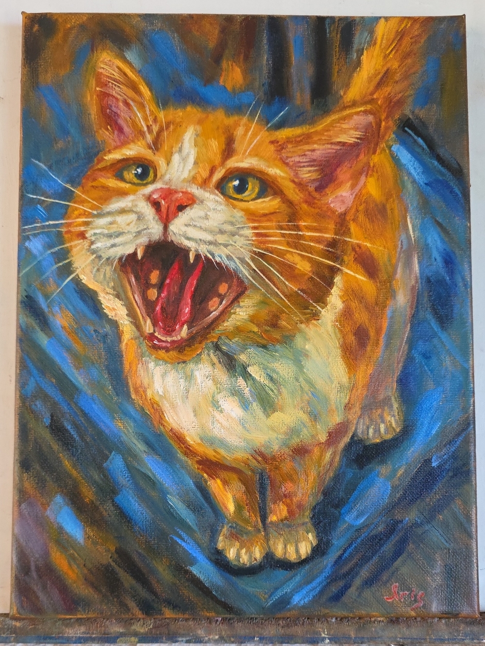 Abstract oil Painting cute cat